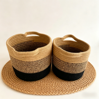 Panier de rangement en tissu tressé à la main, moderne, luxueux, écologique, avec poignées, couleur personnalisée, taille sur mesure, design multifonctionnel pour