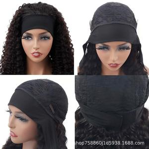 Perruque bandeau africaine <span class=keywords><strong>sans</strong></span> lacets pour le commerce extérieur, en <span class=keywords><strong>cheveux</strong></span> humains naturels, densité 180%, noire, peut être permanentée et teinte, modèle 1708, couvre-chef - Product Image 3