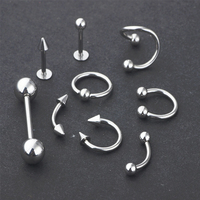 5-teiliges G23 Mix Körperschmuck-Set: Nasen-, Ohr-, Bauch-, Lippen-, Zungenringe, Captive Bead Augenbrauen-Piercings