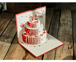 3D Happy <strong>Birthday</strong> Paper <strong>Card</strong> with Pop up Fruit Cake sharp and Wishes <strong>Card</strong> Packed with Envelop Packing Ready for Shipping - Product Image 4