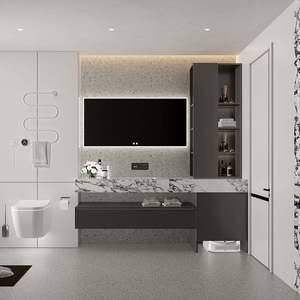 Light Luxury Bathroom Cabinet Customized <b>Dressing</b> <b>Table</b> <b>Wooden</b> Furniture Customized Bathroom Basin Floating Cabinet - Product Image 1