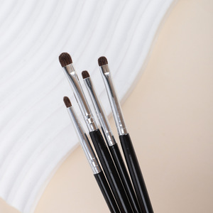 <b>Makeup</b> Brush Set 4-Piece Horsehair Synthetic Fiber Flat Eyeshadow Blending Highlighting Eyeliner Brushes with Aluminum Handle - Product Image 1