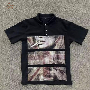 Clothing Manufacturer Customizes Men's Luxury Patterned Dtg Direct-Injection Design Heavyweight Pure Cotton Polo Shirt
