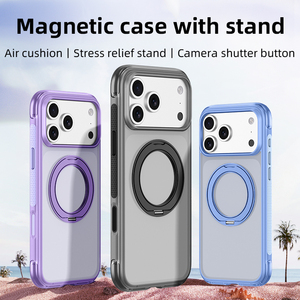 Coque de téléphone magnétique translucide mate en gros pour iPhone 18 17 Pro Max avec protection à 360° °   Support de Bague avec Boutons Tactiles IA et Coque Antichoc - Product Image 2