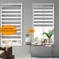 Cortinas Enrollables Motorizadas Inteligentes de PVC, Tipo Zebra, Semiopacas, Automáticas, con Control Remoto, Función de Protección Solar