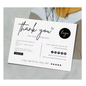 Conception gratuite merci pour votre <span class=keywords><strong>achat</strong></span> petite commande carte <span class=keywords><strong>de</strong></span> visite impression paquet insérer soutenir les cartes papier - Product Image 1