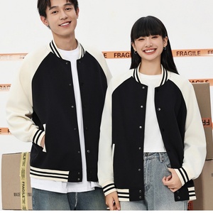 New 380g Heavyweight Color-Block Baseball Suit Long-Sleeve Sweatshirt <b>Jacket</b> Casual Stand Collar Unisex Baseball Uniform - Product Image 2