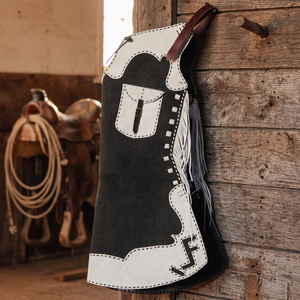 CLOSITWEAR Pantalones de equitación estilo vaquero con flecos, de cuero genuino, cintura alta, largos, con hebilla - Product Image 6
