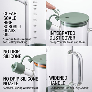 Dispenser Spray per Olio e Bottiglie per Aceto in Vetro Borosilicato di Alta Qualità da 550ml 750ml 19oz 26oz per Cucina e Olio Vegetale - Product Image 3