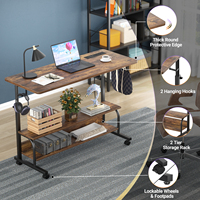 Bureau d'ordinateur en bois réglable portable pour la maison, le bureau, le salon, étagères de rangement, prises de courant, extensible, convertible
