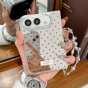 Étui de téléphone élégant à pois avec chaîne de perles et cordon, coque transparente antichoc en TPU pour femme, compatible <span class=keywords><strong>iPhone</strong></span> Duo Fold 18 - Product Image 2