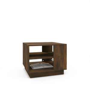 Smoked Oak Engineered Wood Coffee <b>Table</b> 21.7x21.7x16.9 Inches Modern Storage Living Room Furniture - Product Image 1