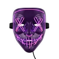 Masque LED Halloween lumineux noir en forme de V, masque de fête lumineux néon, masque de cosplay d'horreur pour événements