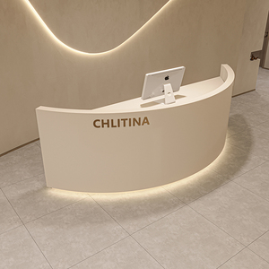 Tối giản bán tròn Led Nail Salon tiếp tân Bàn cong gỗ thiết kế vẻ đẹp thẩm mỹ viện cửa hàng quần áo khách sạn Mall - Product Image 1