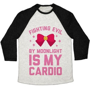 My Cardio Is Fighting Evil by Moonlight T-shirt de baseball unisexe en tissu mélangé - Product Image 4