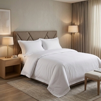 Draps de lit d'hôtel de luxe 5 étoiles en coton 100% de la marque Guangzhou JF, linge de lit blanc, ensembles de draps de lit pour hôtel Hilton