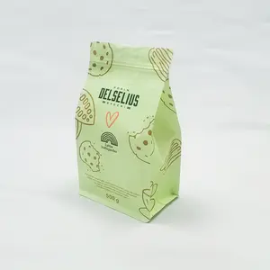 Reciclável Totalmente Impresso Verde Coffee Bean Flat Bottom Pouches Atacado Sacos De Café De Luxo Alta Barreira Eco Friendly Coffee Bag