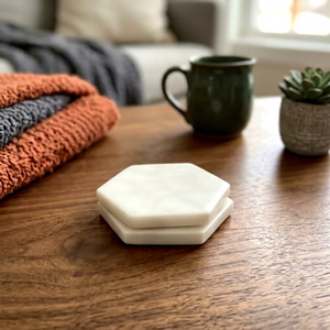 Natural Stone Marble Hexagon <b>Coaster</b> Set Handmade Decorative <b>Drink</b> <b>Coasters</b> for Coffee Table Home Dining Restaurant Bar Hotel - Product Image 1