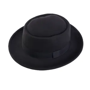 Großhandel Custom Logo Haarschmuck Unisex Vintage breite Krempe warme Wolle Fedora Hut Gürtel Panama hut Filz Jazz Hut für Männer Frauen