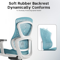 Chaise de bureau ergonomique moderne en maille PP+TPE avec dossier souple, dossier haut, pivotante, support lombaire réglable, base à cinq branches robuste