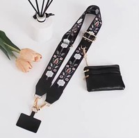 Cordon de téléphone portable réglable pour fille, anti-perte, avec pochette zippée, porte-cartes portable, cordon tour de cou