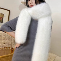 Écharpe longue épaisse en fausse fourrure de renard pour homme, motif uni, style musulman, mode européenne et américaine, châle chaud d'hiver