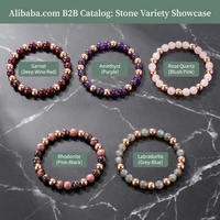 Bracelet extensible en grenat naturel et perles en or rose, avec pierres et perles métalliques alternées, pour femme, luxe, cristal de guérison, cadeau, vente en gros OEM