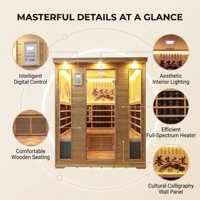 Ploutara 180cm 71in Zen Sanctuary Sauna Électrique Intérieur Préfabriqué pour Entrepreneurs avec Application Intelligente ETL CE FSC Hemlock 185F