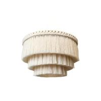 Lustre LED en macramé, luminaire suspendu, franges en corde de coton faites à la main, style bohème nordique, salon, chambre à coucher, salle à manger, lampe à lumière chaude