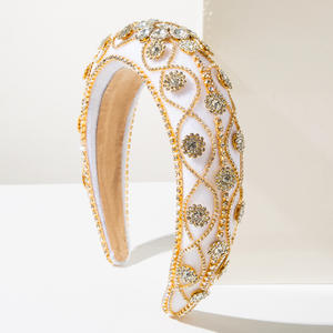 Accesorios de Pelo de Novia de Cristal de Lujo Coreanos para Mujer, Diadema de Terciopelo Floral Barroco con Pedrería - Product Image 5