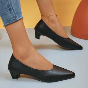 <span class=keywords><strong>Zapatos</strong></span> <span class=keywords><strong>de</strong></span> Tacón Grueso Negros <span class=keywords><strong>de</strong></span> Cuero para Mujer, Profesionales, para Banco, Hotel, Azafatas, Trabajo, Entrevista - Product Image 2