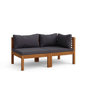 Dark Grey Acacia Wood Modular Garden <b>Sofa</b> <b>Set</b> Outdoor Furniture Contemporary Design High-Density Foam Cushions - Product Image 1