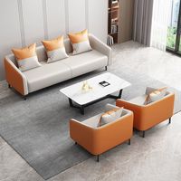 Canapé de réception minimaliste pour bureau, ensemble de mobilier de bureau, revêtement en similicuir durable, accents contrastés, canapé sectionnel moderne