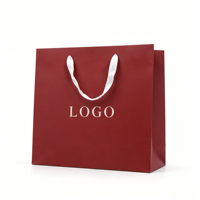Sacs cadeaux de luxe bordeaux avec logo personnalisé, sacs en papier élégants pour parfums, montres, bijoux, emballage haut de gamme