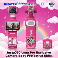 Pack d'autocollants mignons de dessins animés TENGDAFEI pour Insta360 Luna Pro, 50 motifs, autocollant de carrosserie noir mat en fibre de carbone, vinyle 3M imperméable