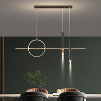 Lustre Nordique Postmoderne Noir à Source LED, Hauteur Réglable, Commande Intelligente pour Restaurants, Salles à Manger, Îlots de Cuisine