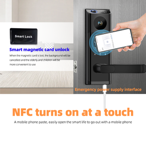 Serrure intelligente Tuya avec design <span class=keywords><strong>oeil</strong></span> de chat Serrure de porte en bois à empreinte digitale intérieure Sonnette intelligente à langue unique pour porte en bois - Product Image 3