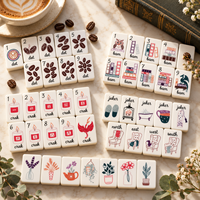 Set Mahjong Khusus Bertema Buku 160 Buah, Set Mahjong Amerika, Hadiah Mewah Bertema Buku, Perpustakaan, Kopi, dan Bunga, Grosir