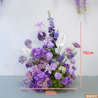 Rangkaian Bunga Gantung Hyacinth Ungu, Mawar, dan Wisteria untuk Dekorasi Latar Belakang Pernikahan, Gapura, Pesta, Panggung, dan Lantai.