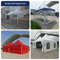 Carpa Pagoda de Lujo con Estructura de Aluminio, Impermeable, de PVC, con Ventanas y Cortinas para Bodas, Banquetes, Fiestas y Ceremonias al Aire Libre