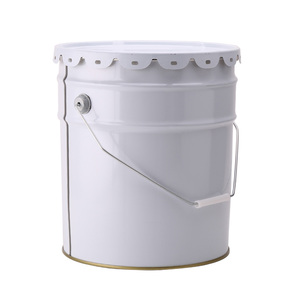 Seau en métal galvanisé blanc de 20 L (5 gallons) en forme de cylindre, avec couvercle à bec verseur, hermétique, antirouille, recyclable, en stock important - Product Image 1