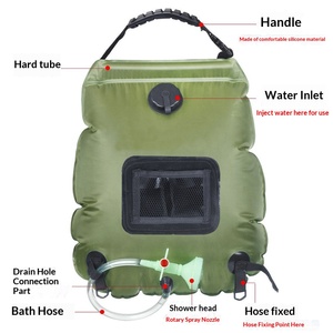 Sac de douche solaire portable 20L pour le camping, le stockage d'eau en extérieur, les voyages, la randonnée et le trekking - Product Image 3