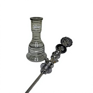 Chicha authentique artisanale Khalil Maamoon - Narguilé Sharif 2 niveaux en laiton massif, 33 pouces (83,82 cm), ensemble complet argenté - Product Image 3