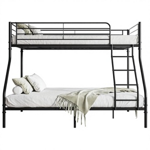 Endüstriyel Modern Tarz Ağır Hizmet Tipi Metal Ranza Yatak, Yan Merdivenli Güvenlik Korkulukları ile, Yaylı Yatak Gerektirmez (Siyah-3) - Product Image 1
