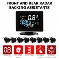 Kit de capteurs de stationnement étanches pour voiture, directement de l'usine, radar de recul à 8 sondes avec écran LCD et avertisseur sonore