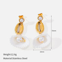 Boucles d'oreilles tendance personnalisées OEM en acier inoxydable plaqué or 18 carats, inaltérables, accessoires de mode bijoux océaniques