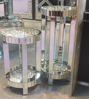 Salon scintillant miroir fleur affichage 2 couches écrasé diamant insérer lampe Table maison hôtel