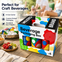 Caja de Embalaje de Cartón Corrugado Personalizada para Bebidas, Porta Latas de Cerveza para 2/6/10 Unidades, con Asa e Impresión de Logotipo