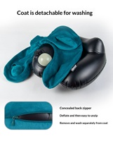 Oreiller de voyage cervical gonflable en velours en forme de U, avec capuche de protection, portable et personnalisable pour avion et transport rapide, pour adulte