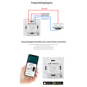 LEDEAST DS-101DWNHK Apple Homekit 호환 원격 제어 및 타이밍 기능이있는 전기 <span class=keywords><strong>WiFi</strong></span> 온수기 보일러 스위치 - Product Image 5